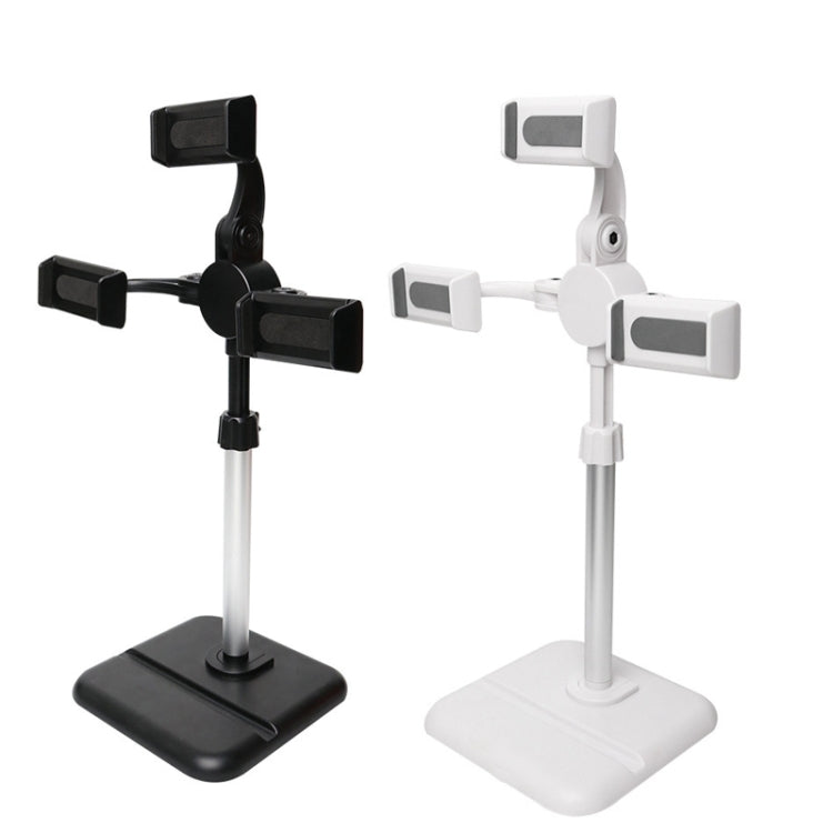 Telescopic Adjustment Live Frame Desktop Tablet Mobile Phone Bracket, Specification:, K06 Three-seat  (Black), K06 Three-seat (White), K07 Three-seat With Fill Light  (Black), K07 Three-seat With Fill Light (White), K05 Flat Plate (Black Gray)