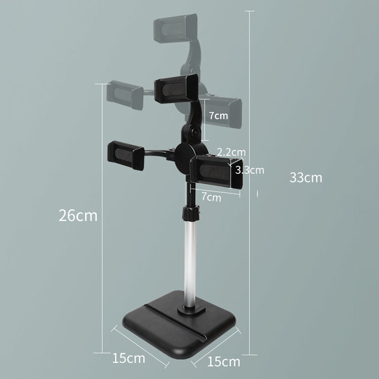 Telescopic Adjustment Live Frame Desktop Tablet Mobile Phone Bracket, Specification:, K06 Three-seat  (Black), K06 Three-seat (White), K07 Three-seat With Fill Light  (Black), K07 Three-seat With Fill Light (White), K05 Flat Plate (Black Gray)