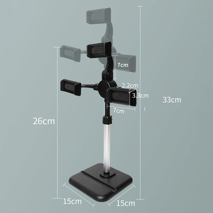 Telescopic Adjustment Live Frame Desktop Tablet Mobile Phone Bracket, Specification:, K06 Three-seat  (Black), K06 Three-seat (White), K07 Three-seat With Fill Light  (Black), K07 Three-seat With Fill Light (White), K05 Flat Plate (Black Gray)