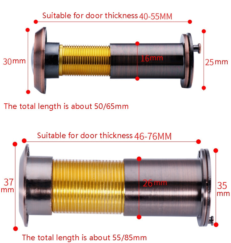 2 PCS Security Door Cat Eye HD Glass Lens 200 Degrees Wide-Angle Anti-Tiny Hotel Door Eye, 16mm Black, 16mm Silver, 16mm Red Bronze, 16mm Green Bronze, 16mm Bright Gold, 26mm Silver, 26mm Gold, 26mm Red Bronze, 26mm Green Bronze