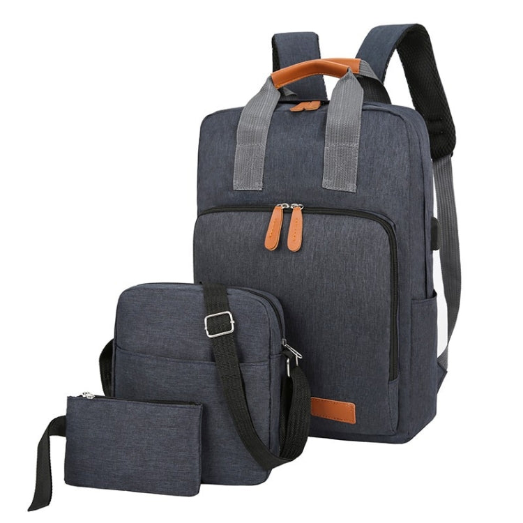 3 In 1 Travel Backpack Student School Bag USB Computer Backpack, light Grey, Blue, Black, Pink