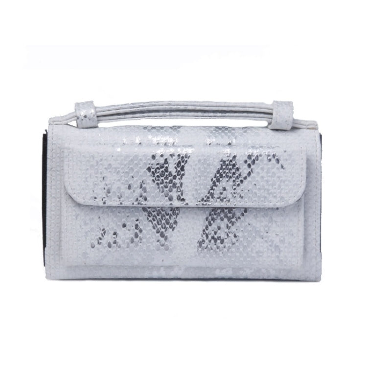 Ladies Snake Sequins Print Wrist Bag Multifunctional Chain One-Shoulder Diagonal Wallet, Silver, Orange, Pink, Black, Gray, Gold, Nude Pink, Khaki, Rice White