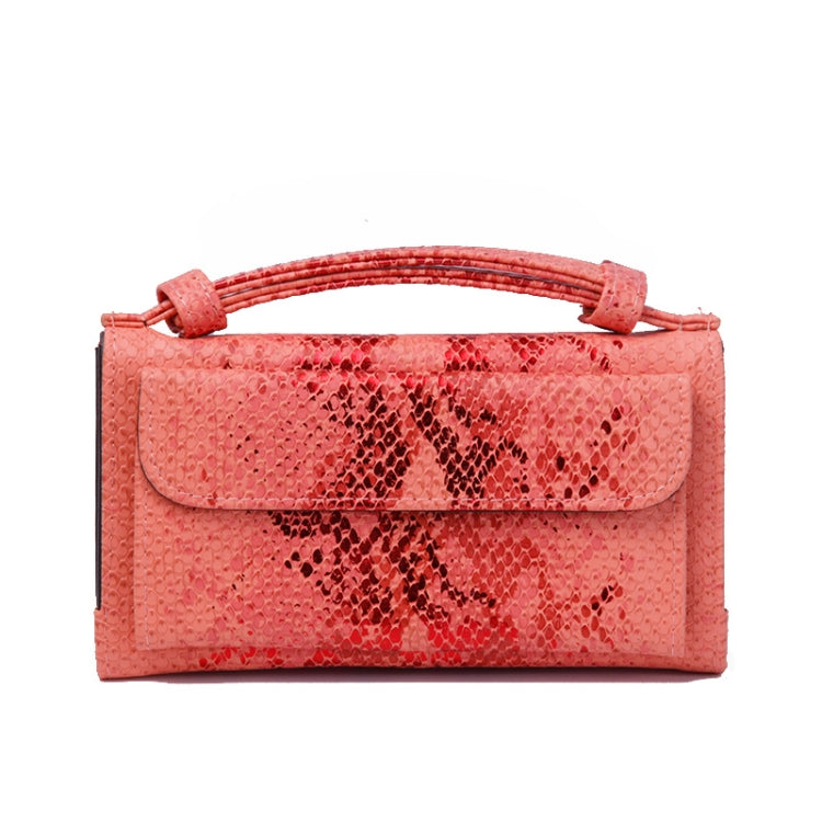 Ladies Snake Sequins Print Wrist Bag Multifunctional Chain One-Shoulder Diagonal Wallet, Silver, Orange, Pink, Black, Gray, Gold, Nude Pink, Khaki, Rice White