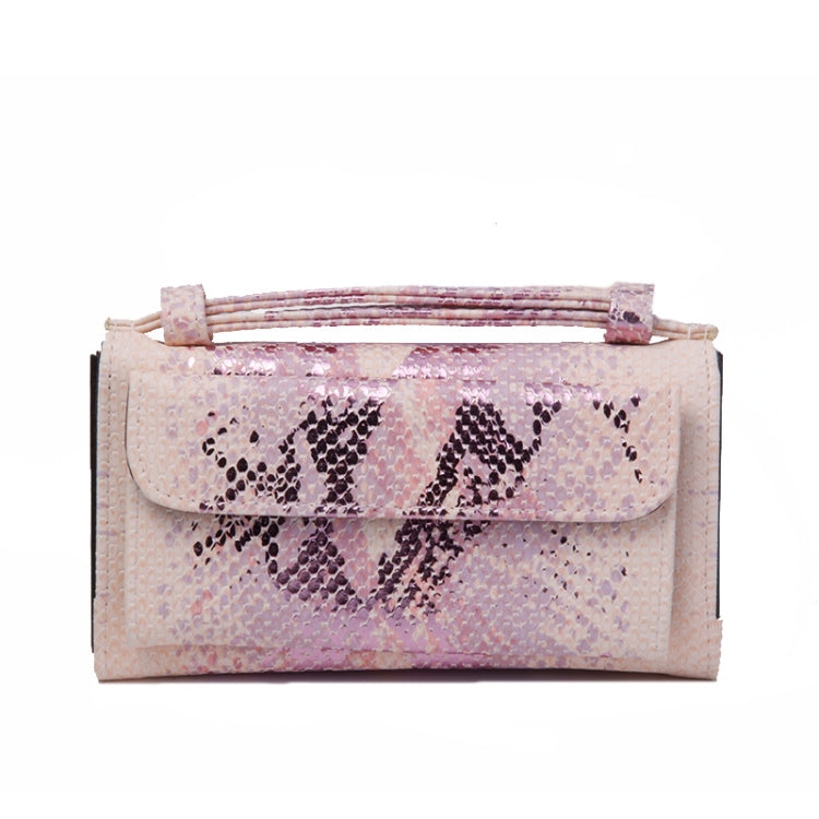 Ladies Snake Sequins Print Wrist Bag Multifunctional Chain One-Shoulder Diagonal Wallet, Silver, Orange, Pink, Black, Gray, Gold, Nude Pink, Khaki, Rice White