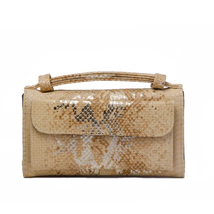 Ladies Snake Sequins Print Wrist Bag Multifunctional Chain One-Shoulder Diagonal Wallet, Silver, Orange, Pink, Black, Gray, Gold, Nude Pink, Khaki, Rice White