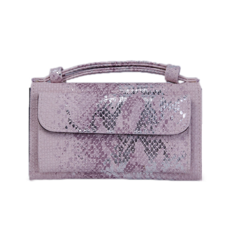 Ladies Snake Sequins Print Wrist Bag Multifunctional Chain One-Shoulder Diagonal Wallet, Silver, Orange, Pink, Black, Gray, Gold, Nude Pink, Khaki, Rice White