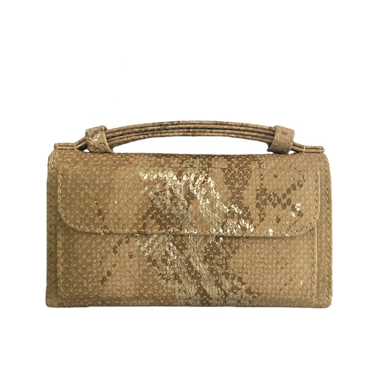 Ladies Snake Sequins Print Wrist Bag Multifunctional Chain One-Shoulder Diagonal Wallet, Silver, Orange, Pink, Black, Gray, Gold, Nude Pink, Khaki, Rice White