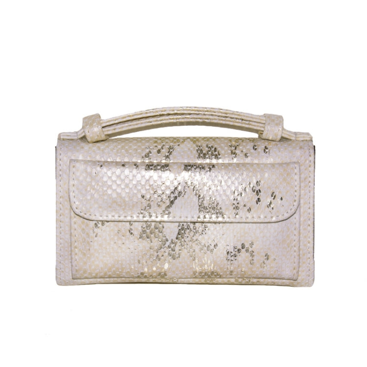 Ladies Snake Sequins Print Wrist Bag Multifunctional Chain One-Shoulder Diagonal Wallet, Silver, Orange, Pink, Black, Gray, Gold, Nude Pink, Khaki, Rice White
