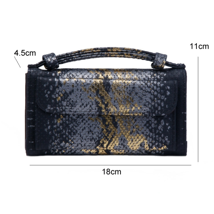 Ladies Snake Sequins Print Wrist Bag Multifunctional Chain One-Shoulder Diagonal Wallet, Silver, Orange, Pink, Black, Gray, Gold, Nude Pink, Khaki, Rice White
