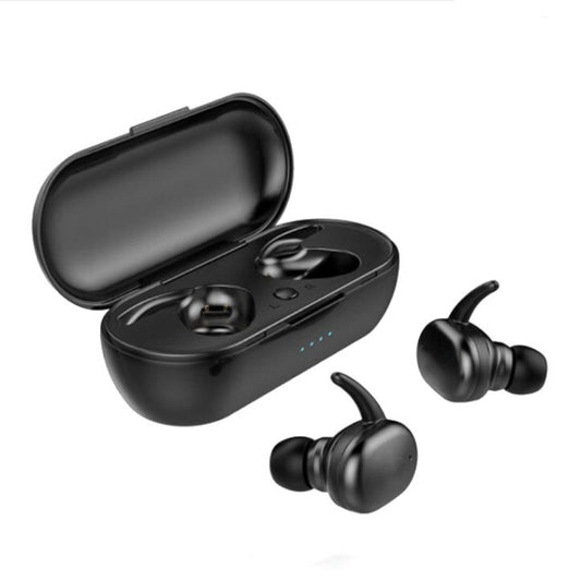 Y30 Wireless Bluetooth Headset 5.0 In-Ear Mini Earphone, Black, White, Digital Display Black