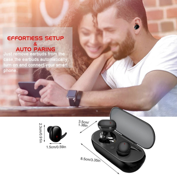 Y30 Wireless Bluetooth Headset 5.0 In-Ear Mini Earphone, Black, White, Digital Display Black