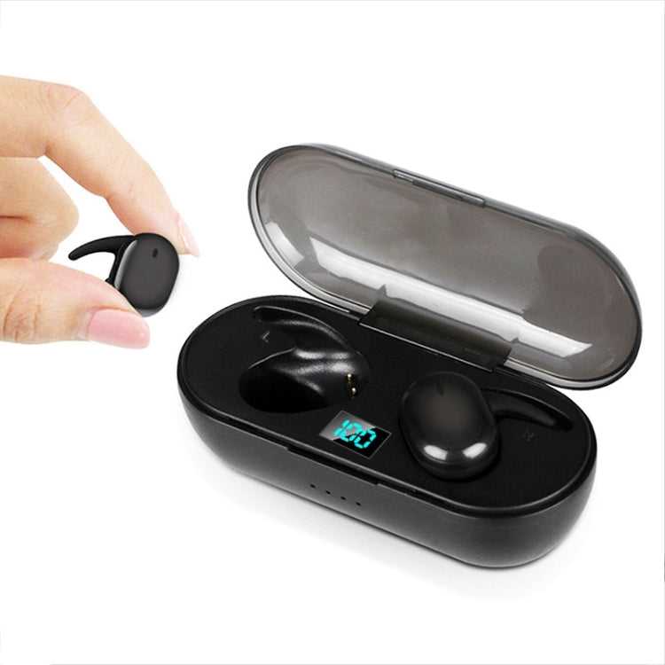 Y30 Wireless Bluetooth Headset 5.0 In-Ear Mini Earphone, Black, White, Digital Display Black
