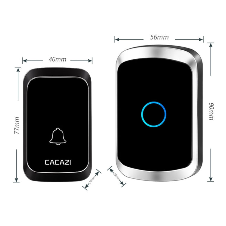 CACAZI A50 1 For 1 Wireless Music Doorbell without Battery, US Plug, EU Plug, UK Plug