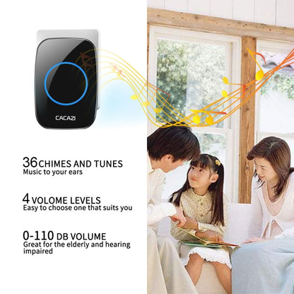 CACAZI H10 1 For 1 Wireless Smart Doorbell without Battery, US Plug, EU Plug, UK Plug