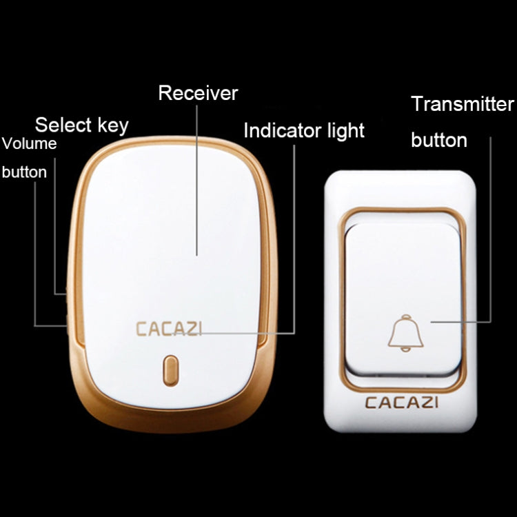 CACAZI Smart Waterproof Music Wireless Doorbell Multifunctional Pager, US Plug, EU Plug, UK Plug