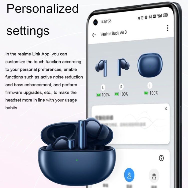 Realme In-Ear Active Noise Reduction Sports Wireless Bluetooth Earphones, Realme Buds Air 3 (Blue)