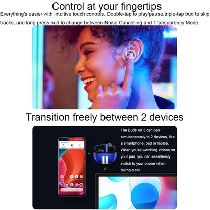 Realme In-Ear Active Noise Reduction Sports Wireless Bluetooth Earphones, Realme Buds Air 3 (Blue)