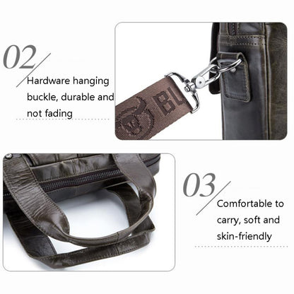 BUFF CAPTAIN 042 Men Leather Multi-Function Shoulder Messenger Bag First-Layer Cowhide Portable Briefcase