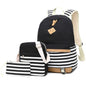 3 PCS/Set Canvas Leisure Backpack Large Capacity Printed School Bag, Green, Black, Navy Blue, Pink, Grey