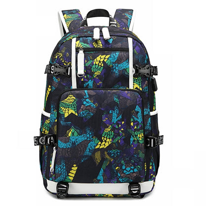 6101-4 Thermal Transfer Casual Backpack Simple Student Schoolbag, Printed Red, Printed Blue, Printed Yellow, Printed Gray, Star Blue, Star Purple, Triangular Blue, Triangle Yellow, Yellow Leather