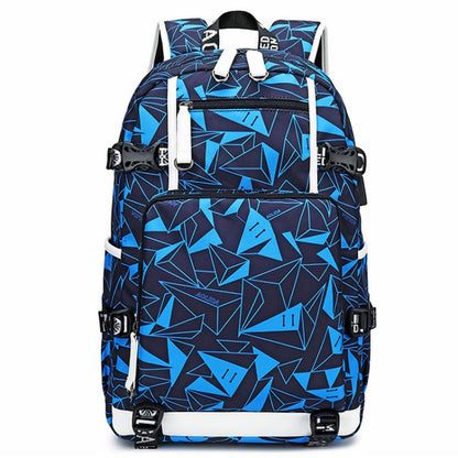 6101-4 Thermal Transfer Casual Backpack Simple Student Schoolbag, Printed Red, Printed Blue, Printed Yellow, Printed Gray, Star Blue, Star Purple, Triangular Blue, Triangle Yellow, Yellow Leather