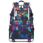 6101-5 Printed Backpack Large Capacity Computer Backpack Waterproof Student School Bag, Print Color, Geometric Red, Geometric Blue, Geometric Black, Black Skin