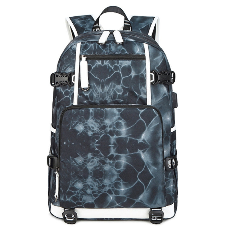 6101-5 Printed Backpack Large Capacity Computer Backpack Waterproof Student School Bag, Print Color, Geometric Red, Geometric Blue, Geometric Black, Black Skin