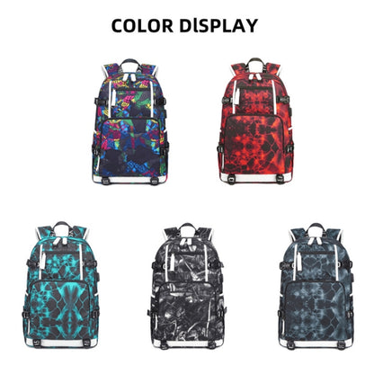 6101-5 Printed Backpack Large Capacity Computer Backpack Waterproof Student School Bag, Print Color, Geometric Red, Geometric Blue, Geometric Black, Black Skin