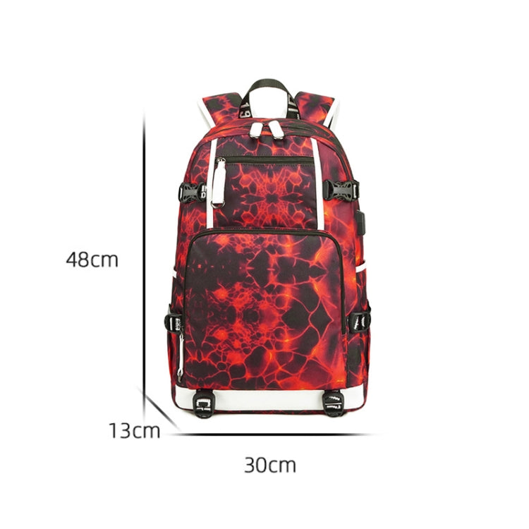 6101-5 Printed Backpack Large Capacity Computer Backpack Waterproof Student School Bag, Print Color, Geometric Red, Geometric Blue, Geometric Black, Black Skin