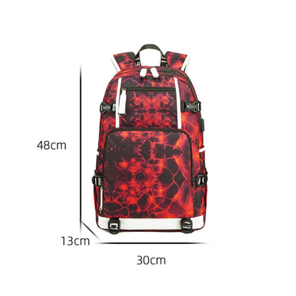 6101-5 Printed Backpack Large Capacity Computer Backpack Waterproof Student School Bag, Print Color, Geometric Red, Geometric Blue, Geometric Black, Black Skin