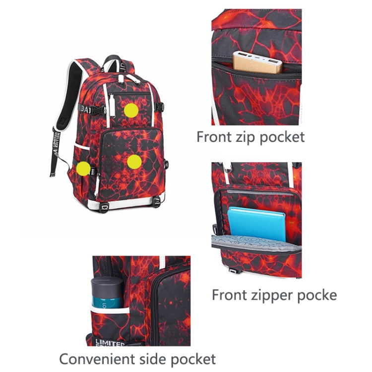 6101-5 Printed Backpack Large Capacity Computer Backpack Waterproof Student School Bag, Print Color, Geometric Red, Geometric Blue, Geometric Black, Black Skin