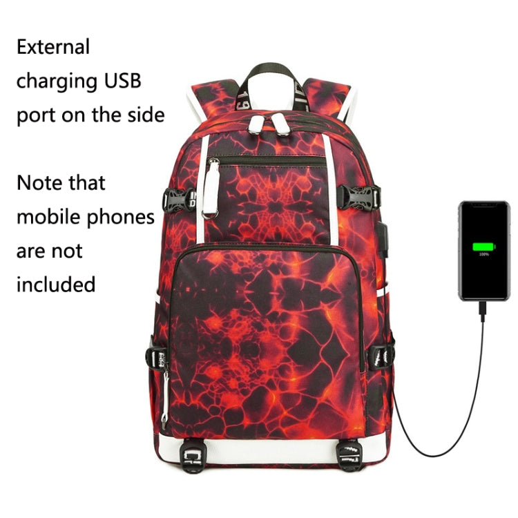 6101-5 Printed Backpack Large Capacity Computer Backpack Waterproof Student School Bag, Print Color, Geometric Red, Geometric Blue, Geometric Black, Black Skin