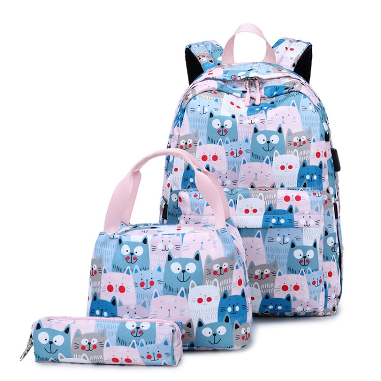 3 PCS / Set 2035 Printed Backpack Large-Capacity Leisure Computer Backpack Student School Bag, Black, Pink, Grey