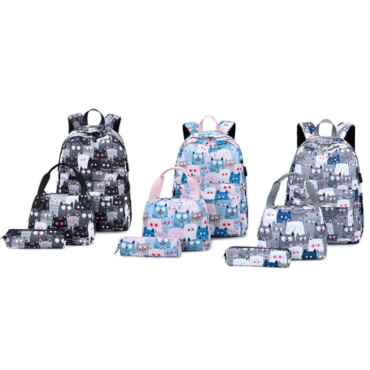3 PCS / Set 2035 Printed Backpack Large-Capacity Leisure Computer Backpack Student School Bag, Black, Pink, Grey