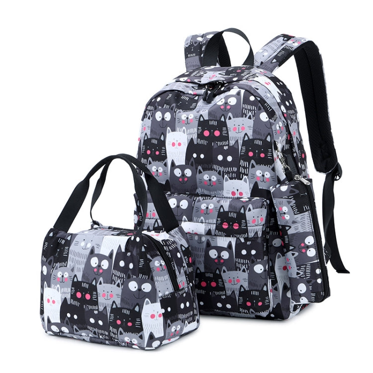 3 PCS / Set 2035 Printed Backpack Large-Capacity Leisure Computer Backpack Student School Bag, Black, Pink, Grey