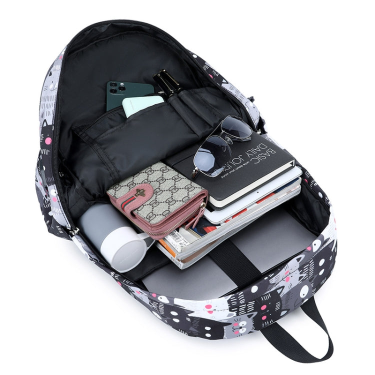 3 PCS / Set 2035 Printed Backpack Large-Capacity Leisure Computer Backpack Student School Bag, Black, Pink, Grey