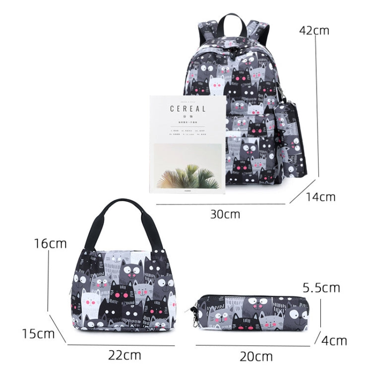 3 PCS / Set 2035 Printed Backpack Large-Capacity Leisure Computer Backpack Student School Bag, Black, Pink, Grey