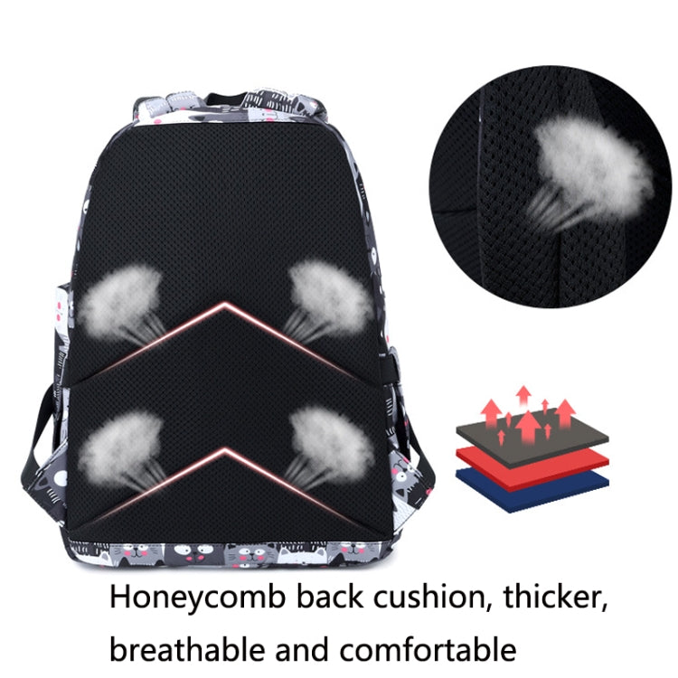 3 PCS / Set 2035 Printed Backpack Large-Capacity Leisure Computer Backpack Student School Bag, Black, Pink, Grey