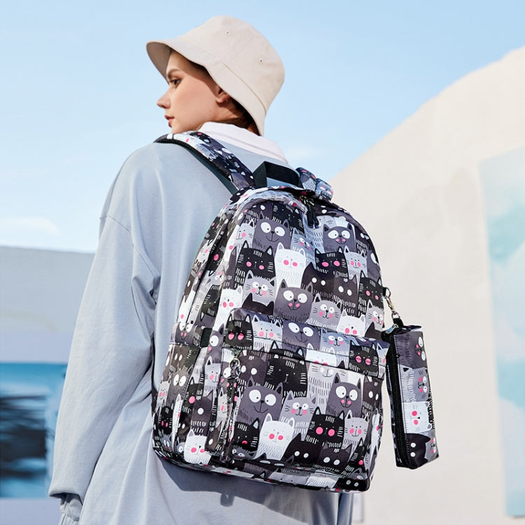 3 PCS / Set 2035 Printed Backpack Large-Capacity Leisure Computer Backpack Student School Bag, Black, Pink, Grey