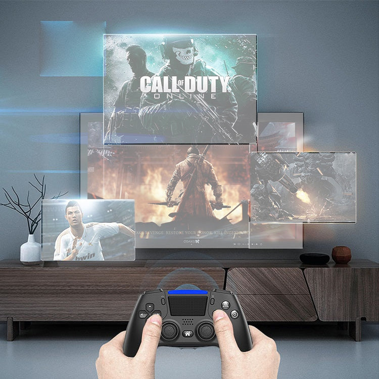 Bluetooth Wireless Six-Axis Programmable Dual-Vibration Gamepad For PS4, Red, Gold, Blue