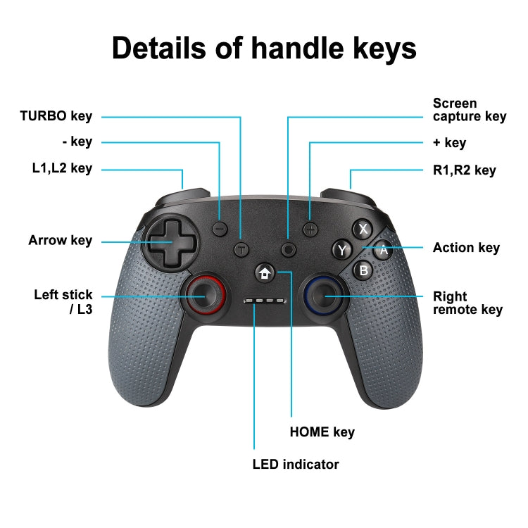 Bluetooth Wireless Gamepad  Built-In Dual Motors With TURBO Function Suitable For Switch Pro, MB-S804