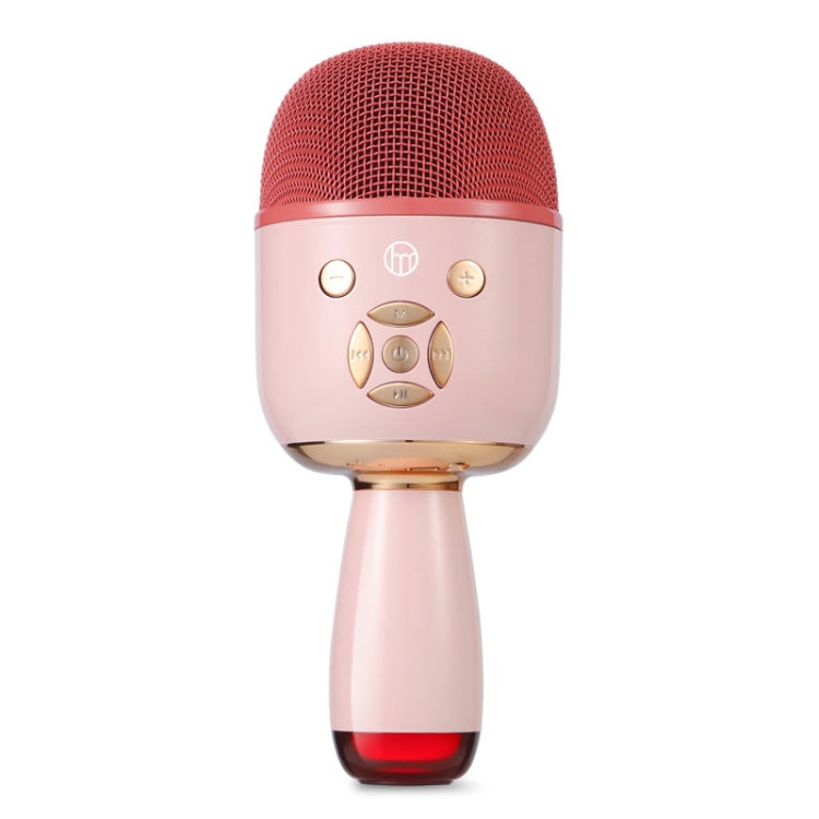 K58 Home Bluetooth Wireless Microphone With Lamp Mobile Phone K Song Children Microphone Audio, White, pink