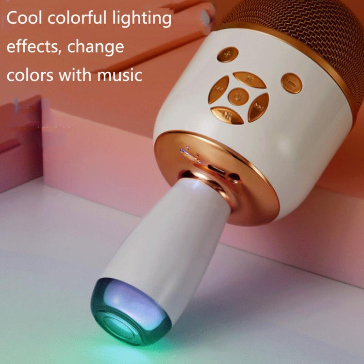 K58 Home Bluetooth Wireless Microphone With Lamp Mobile Phone K Song Children Microphone Audio, White, pink