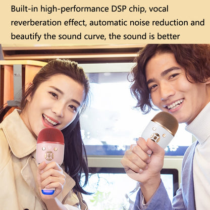 K58 Home Bluetooth Wireless Microphone With Lamp Mobile Phone K Song Children Microphone Audio, White, pink