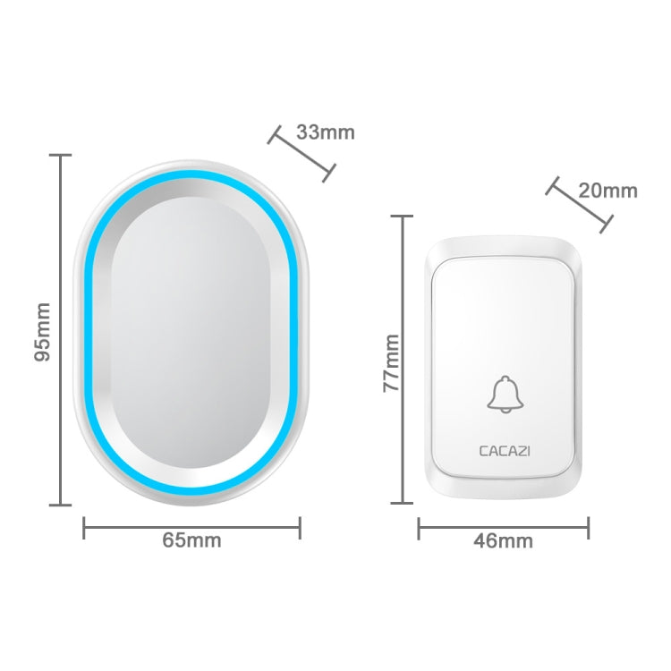 CACAZI A80 1 For 1 Wireless Music Doorbell without Battery, US Plug, EU Plug, UK Plug