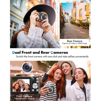 DC308 2.8-Inch 4K HD Front And Rear Dual-Camera 16X Zoom Digital Camera, US Plug, EU Plug, UK Plug, AU Plug