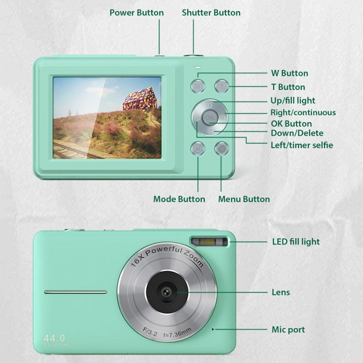 DC403L-AF 2.4-Inch 16X Zoom HD Digital Camera Mini Children Photography Camera, US Plug, UK Plug, EU Plug, AU Plug