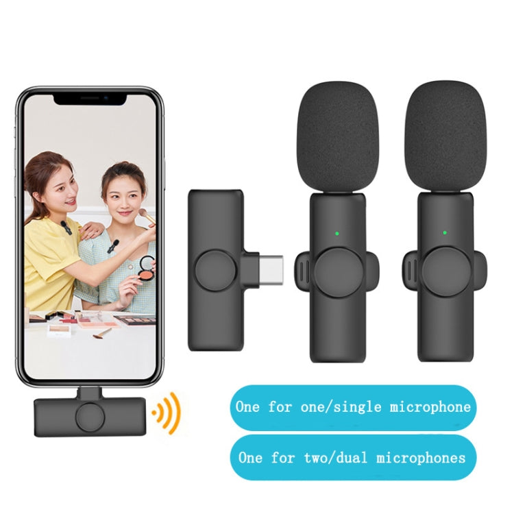 Lavalier Wireless Microphone Mobile Phone Live Video Shooting Small Microphone, 8 Pin Direct 1 To 1, Type C  1 To 1, Type-C 1 To 2