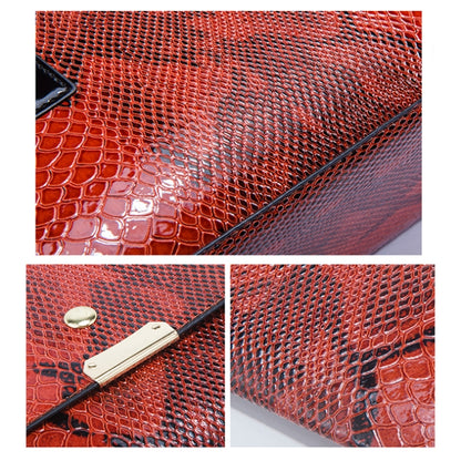 5168-1 3 In 1 Snakeskin Pattern Fashion Diagonal Handbag, Red, Black, Brown