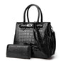 T5056 2 in 1 Crocodile Pattern Patent Leather Diagonal Handbags Large-Capacity Single-Shoulder Bag, Wine Red, Black, Brown